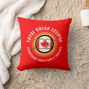 Coussin Drapeau Red CANADA 2024 TOTAL ÉLIPSE SOLAIRE Souve