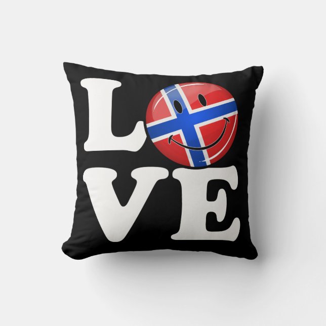Coussin Drapeau souriant de l'amour de la Norvège (Recto)