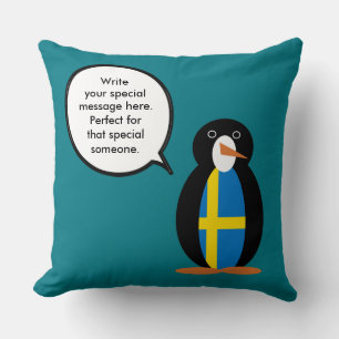 Coussin Drapeau suédois Mme Pingouin Personnalisé