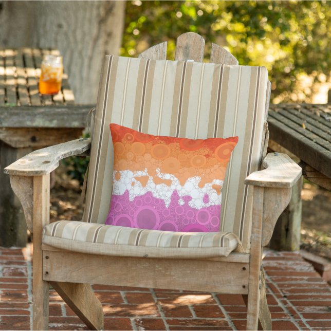 Coussin Drapeau Super bohème Bubbly Lesbian Pride Abstrait (Chaise)