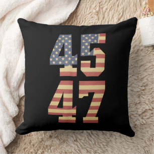 Coussin Drapeau Trump 45 47 Amérique Vintage États-Unis