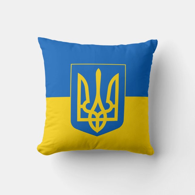 Coussin Drapeau ukrainien avec les armoiries (Recto)