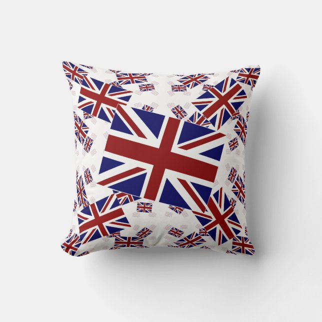 Coussin Drapeau Union Jack du Royaume-Uni en calques Askew (Recto)