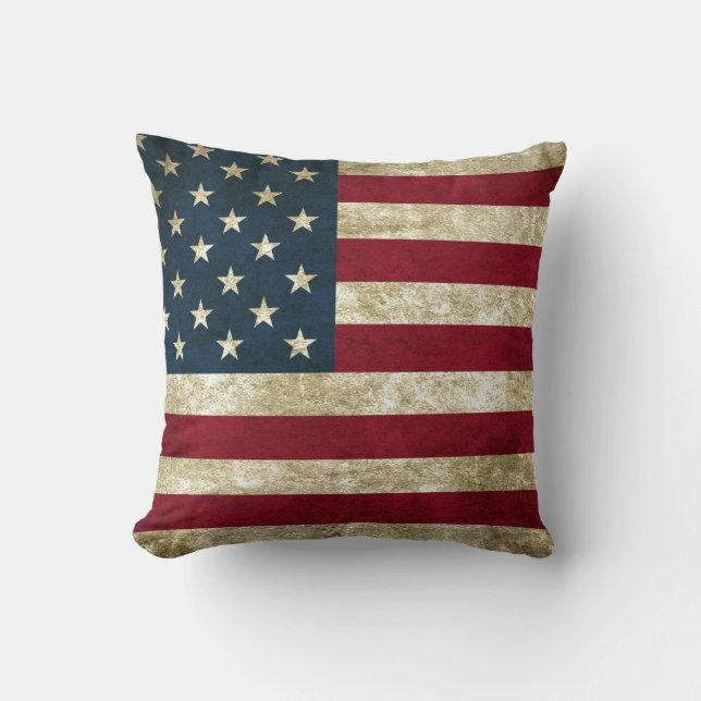 Coussin Drapeau USA Grunge (Recto)
