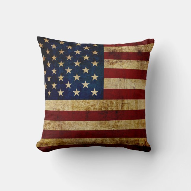 Coussin Drapeau USA / Grunged (Recto)