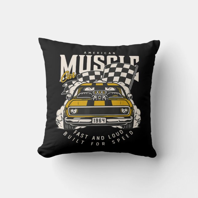 Coussin Drapeau vintage American Muscle Car Racing (Recto)