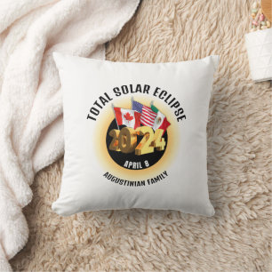 Coussin Drapeaux 2024 ÉCLIPSE SOLAIRE TOTALE Famille