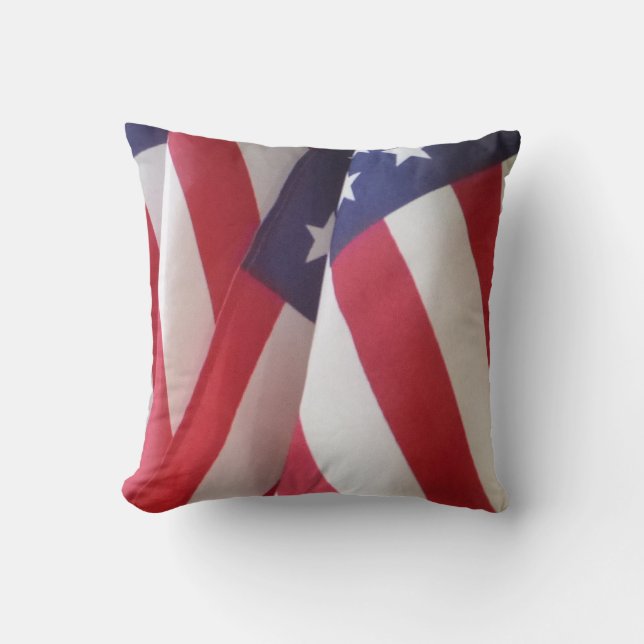 Coussin Drapeaux américains Rouge Blanc Bleu Carré (Recto)