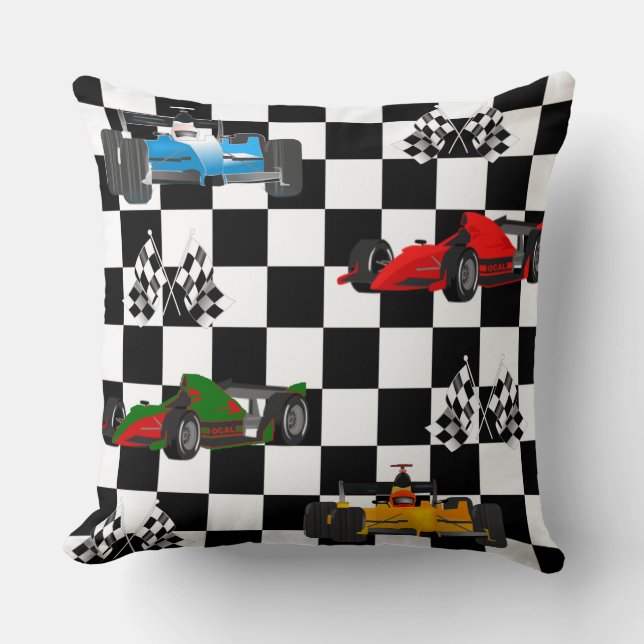 Coussin Drapeaux de course de voitures de course et motif  (Recto)