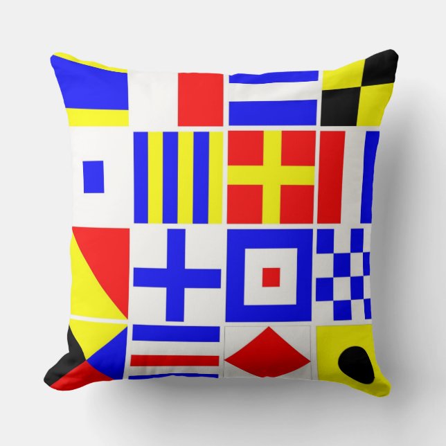 Coussin Drapeaux de signalisation nautiques colorés (Recto)