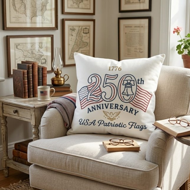 Coussin Drapeaux patriotiques vintage USA Cloche de la lib (Créateur téléchargé)