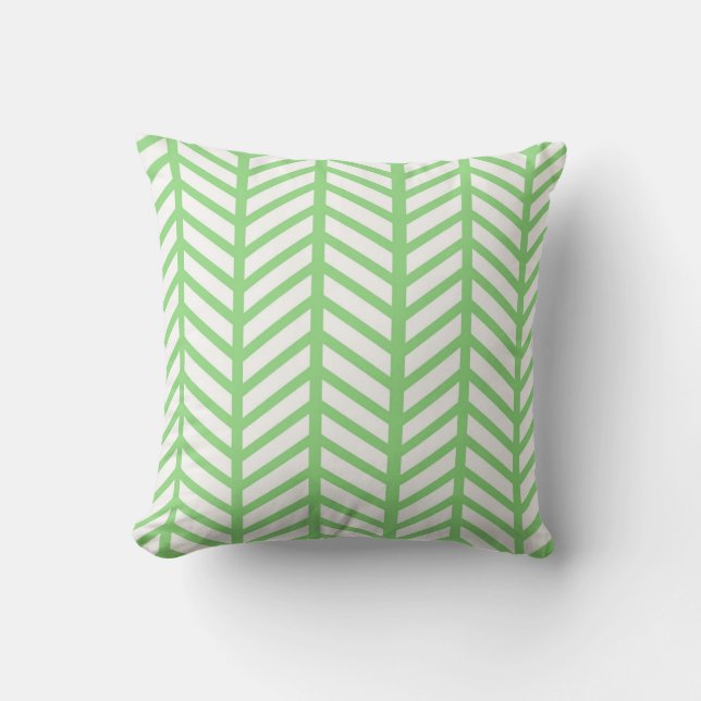 Coussin Draps de Chevron vert brillant (Recto)