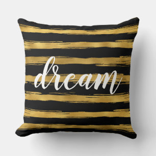 Coussin Dream Black and Gold Glam Stripes