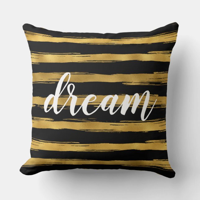 Coussin Dream Black and Gold Glam Stripes (Recto)