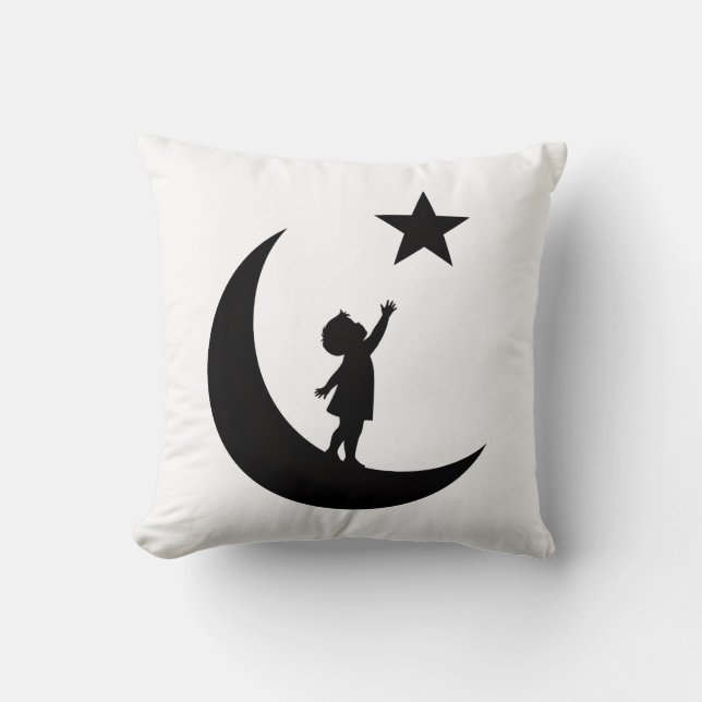 Coussin Dream Chaser Cute Minimalist Moon and Star Design (Recto)