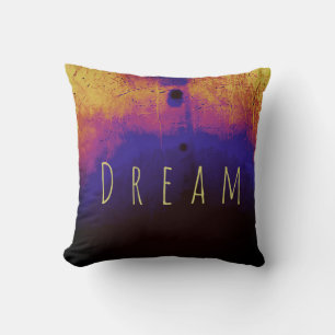 Coussin "Dream" en Jaune sur Black Blue Magenta Gold Motif