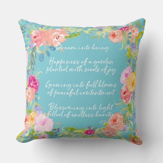 Coussin Dream Poem aquarelle Floral (Recto)