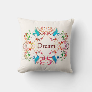 Coussin "Dream" Rouge Bleu Vert Bourgogne Mandala sur Beig