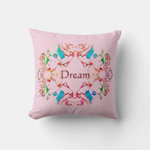 Coussin "Dream" Rouge Bleu Vert Bourgogne Mandala sur Rose