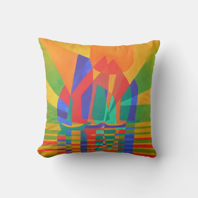Coussin Dreamboat Un Câble Cubiste Aux Couleurs Primaires (Recto)
