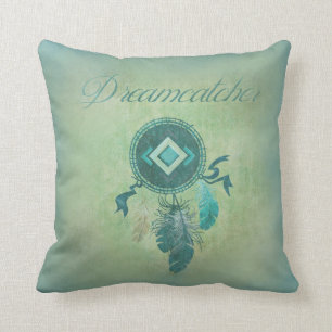 Coussin Dreamcatcher sur un Arrière - plan Misty Green Gol