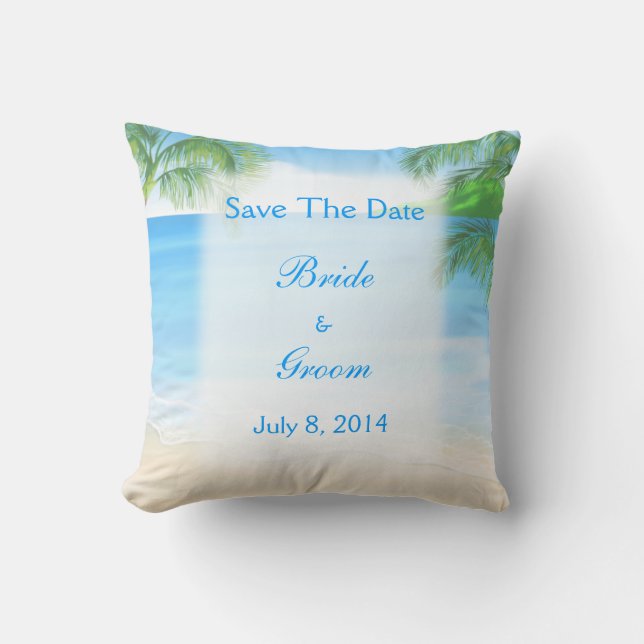 Coussin Dreamy Beach Wedding Enregistrer La Date (Recto)