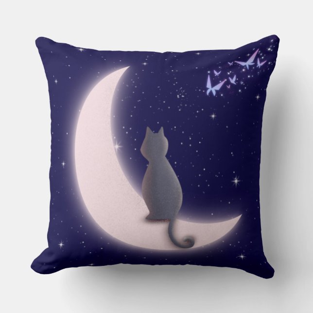 Coussin Dreamy Celestial Cat Design (Recto)