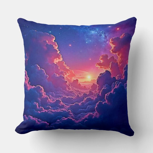 Coussin Dreamy Clouds: Celestial Sunset Magic Art (Recto)