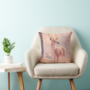 Coussin Dreamy Fawn en bois d'automne rose