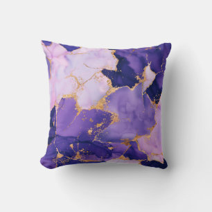 Coussin Dreamy Lavender alcohol inks and gold