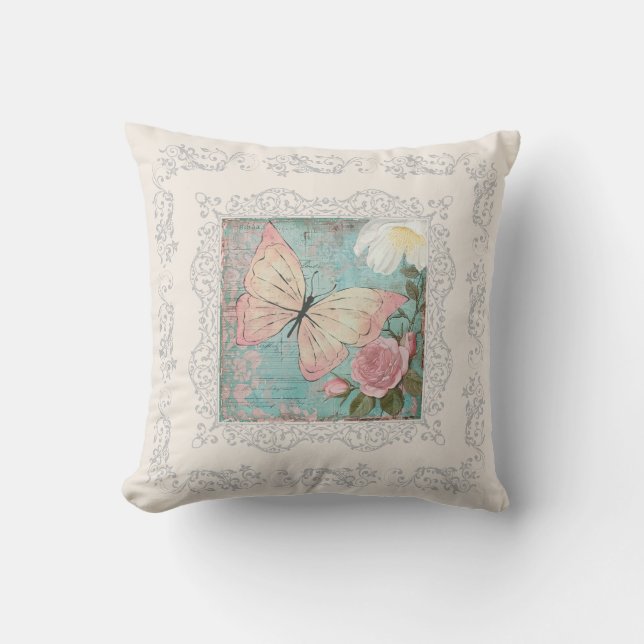 Coussin Dreamy Vintage Vibes Cottage Papillon (Recto)