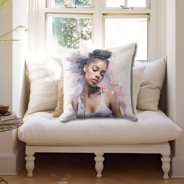 Coussin Dreamy Watercolor Ballerina (Créateur téléchargé)