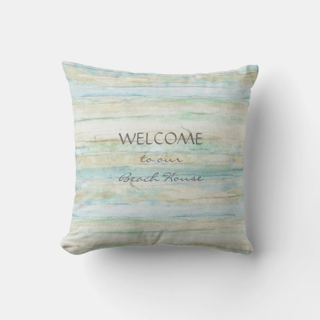 Coussin Driftwood Ocean Beach House Plage Côtier (Recto)