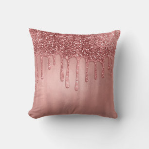 Coussin Dripping in Rose Gold Glitter Pretty Pink Drips
