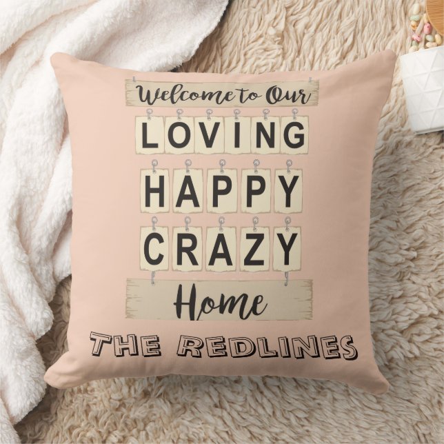 Coussin Drôle Amoureux Heureux Fou Maison Pêche (Couverture)