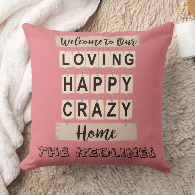 Coussin Drôle Amoureux Heureux Fou Maison Rose (Couverture)