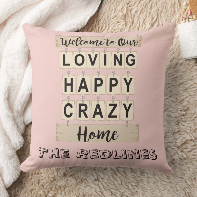 Coussin Drôle Amoureux Heureux Fou Maison Rose (Couverture)