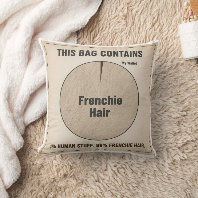 Coussin Drôle avec Poils de Bouledogue Français Pa (Couverture)