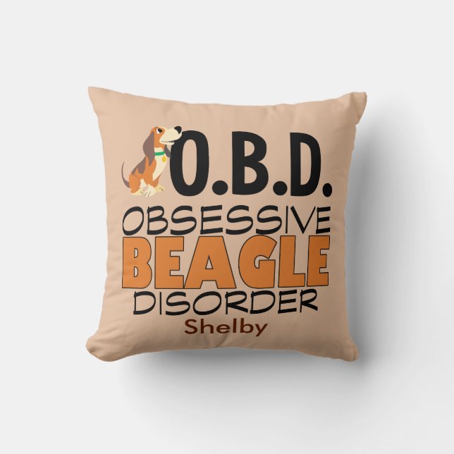Coussin Drôle Beagle Obsédé Personnalisé (Recto)