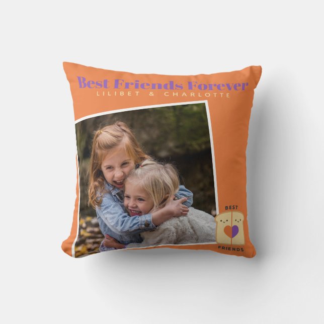 Coussin Drôle BFF PHOTO COLLAGE Cadeau APEANUbeurre Jelly (Recto)