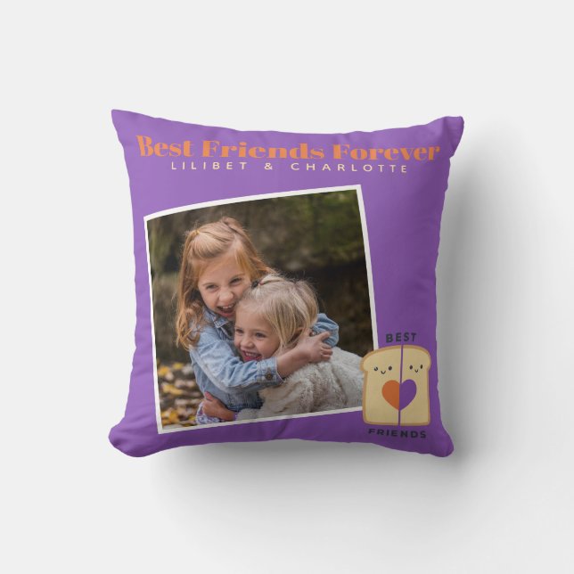 Coussin Drôle BFF PHOTO COLLAGE Cadeau APEANUbeurre Jelly (Recto)