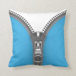 Coussin Drôle Bizarre Réaliste Bleu Fermeture éclair