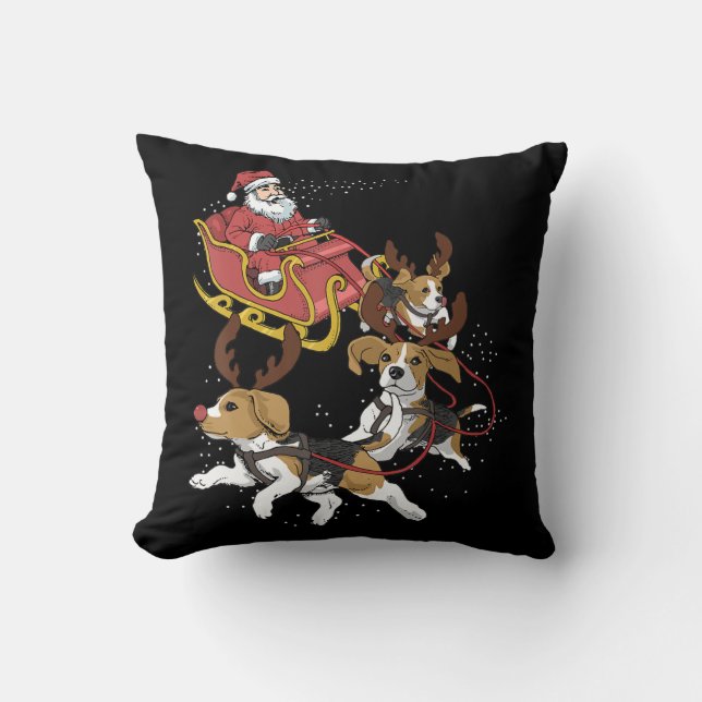 Coussin Drôle cadeau de Noël de chien Beagle pour Amoureux (Recto)