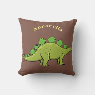 Coussin Drôle caricature de stegosaurus vert dinosaure