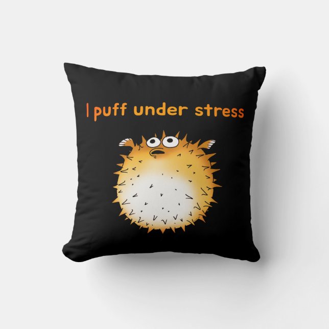 Coussin Drôle Cartoon de Poisson-Poisson Stressé (Recto)