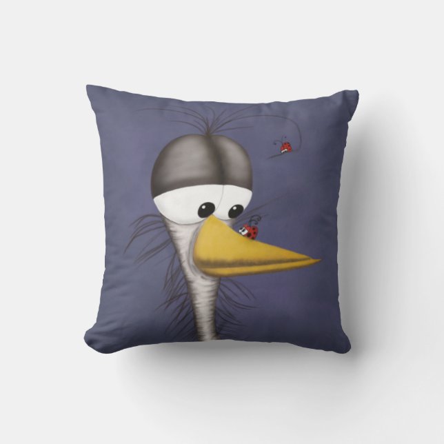 Coussin Drôle Cartoon Egret (Recto)