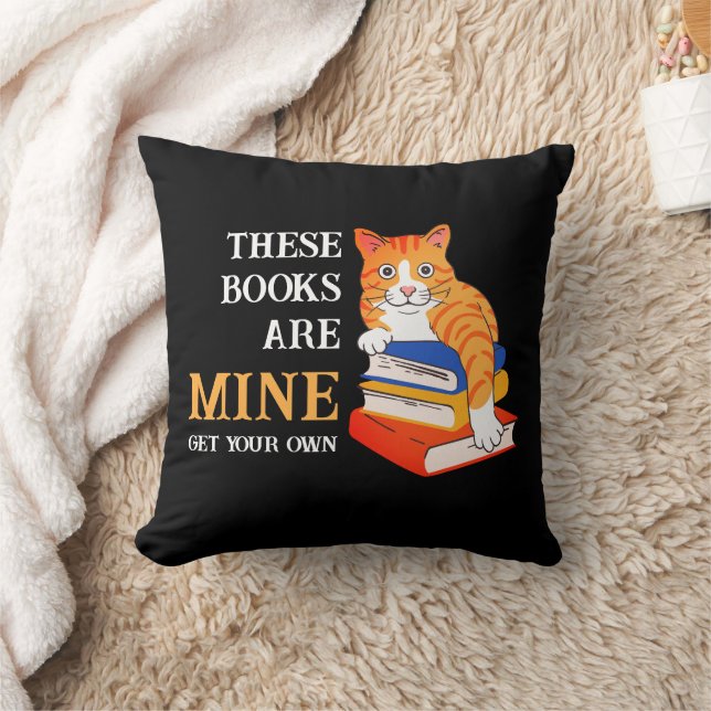 Coussin Drôle Chat CES LIVRES SONT MIEN Love Lecture (Couverture)