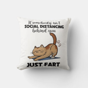 Coussin Drôle Chat Distances Sociales Dit
