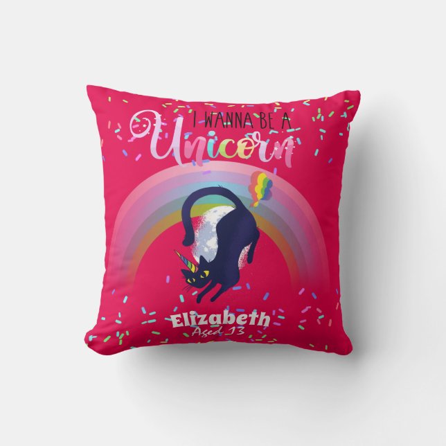 Coussin Drôle Chat Farting Rainbows Wanabe Unicorn Girls (Recto)