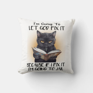 Coussin Drôle Chat Noir Dit